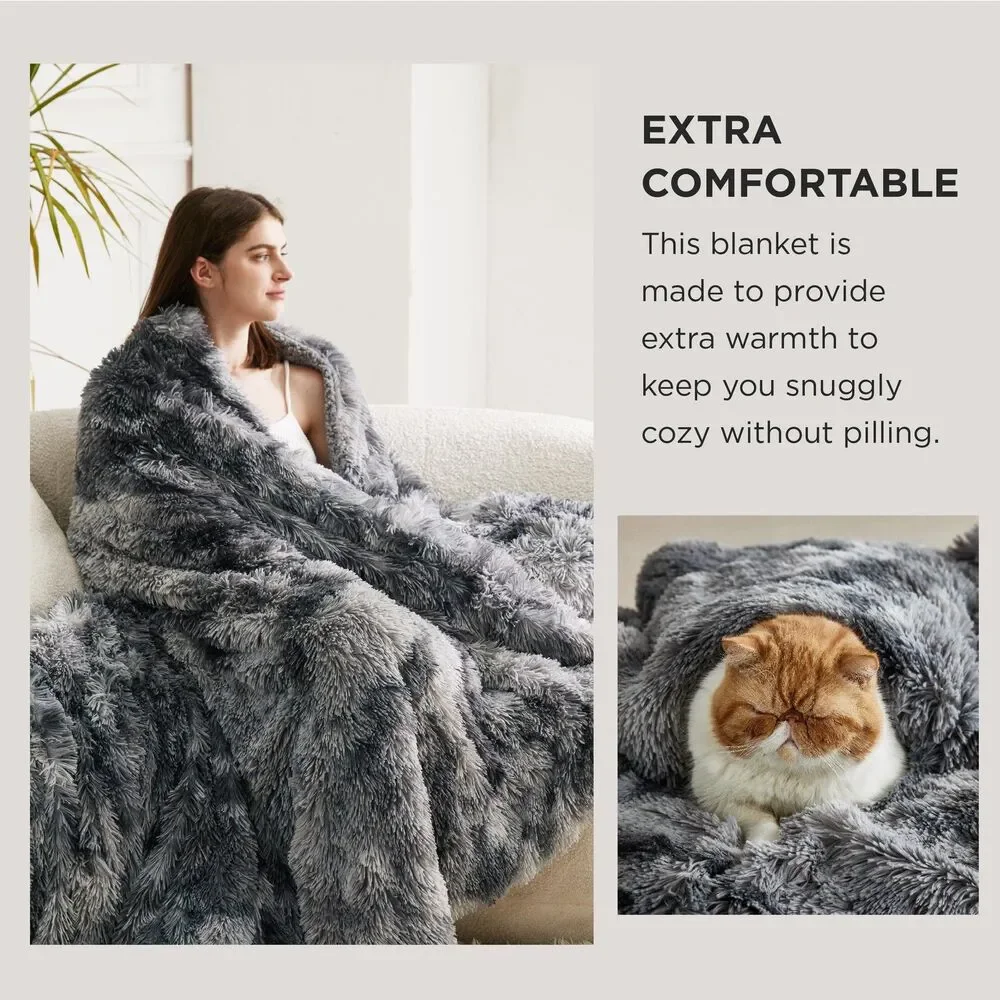 Gentlesoft Fuzzy Faux Fur Sherpa Fleece Blanket Twin Size Plush Thick